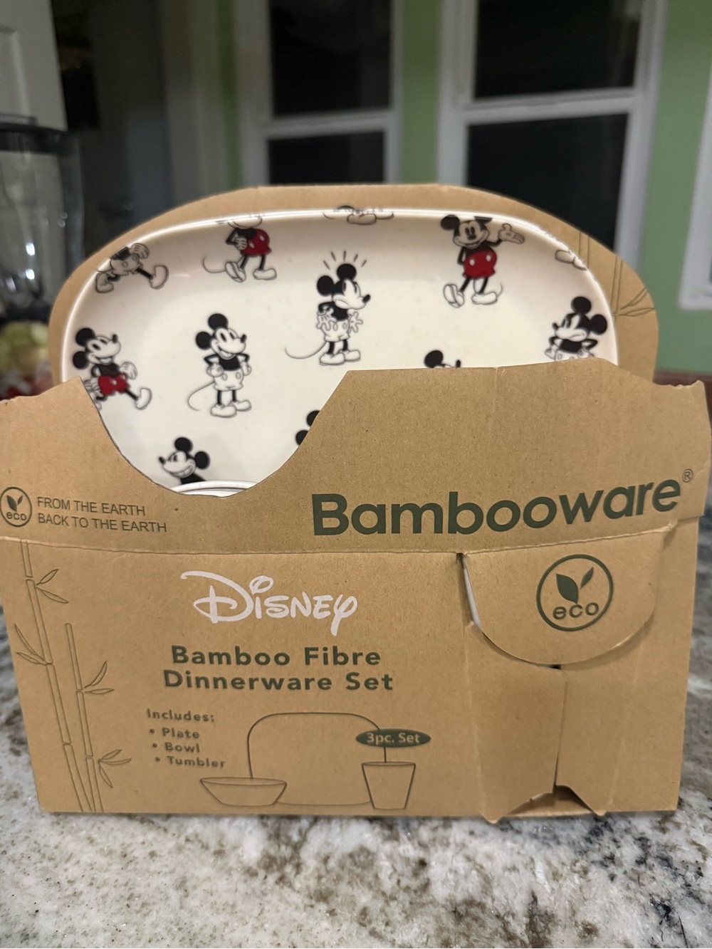 Disney Mickey Mouse Bamboo Fibre Dinnerware Set - White/Red/Black